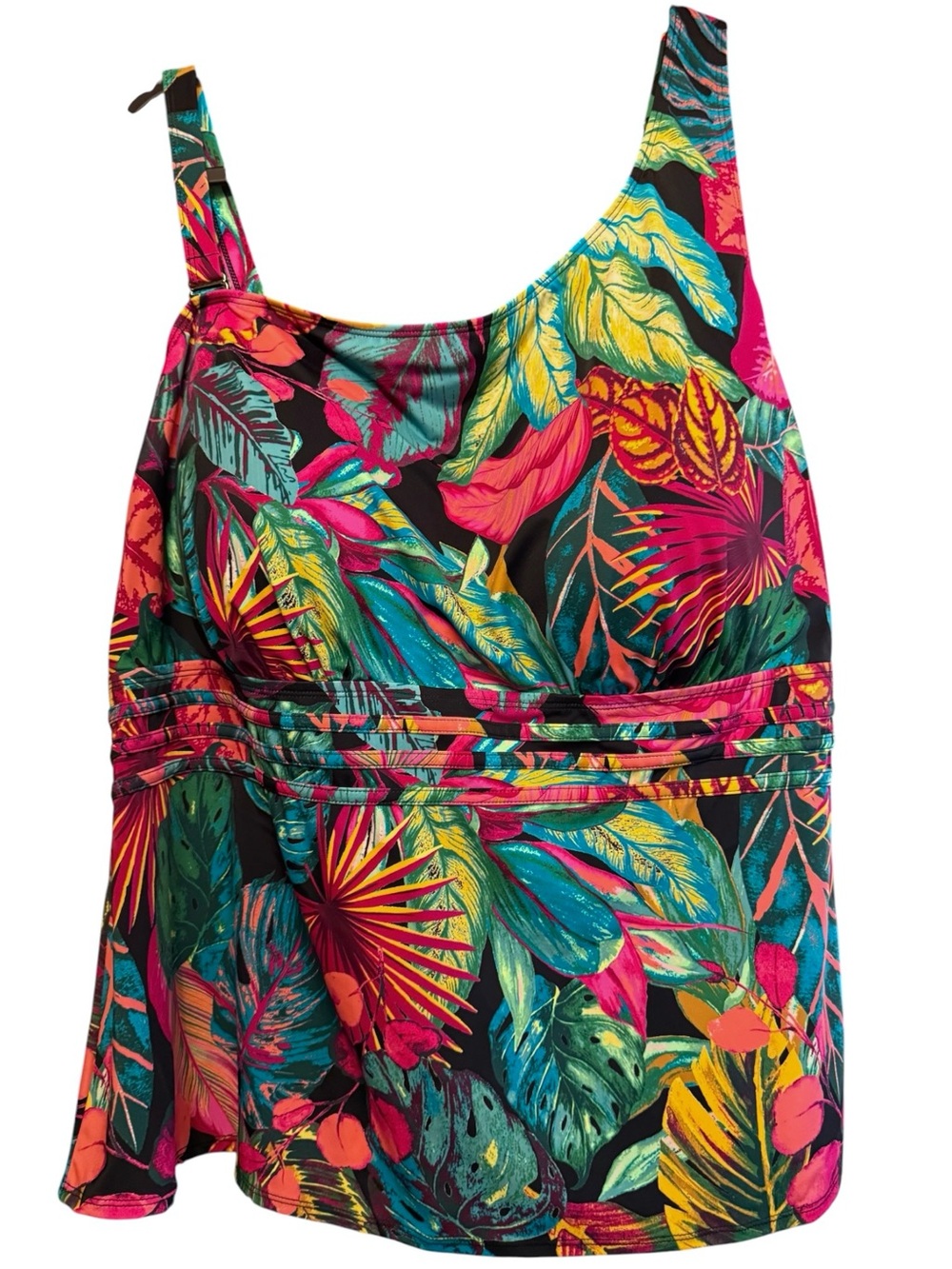 Susan Graver Soleil Tropical Floral Palm Tankini & Brief Swimsuit NWT Size 32